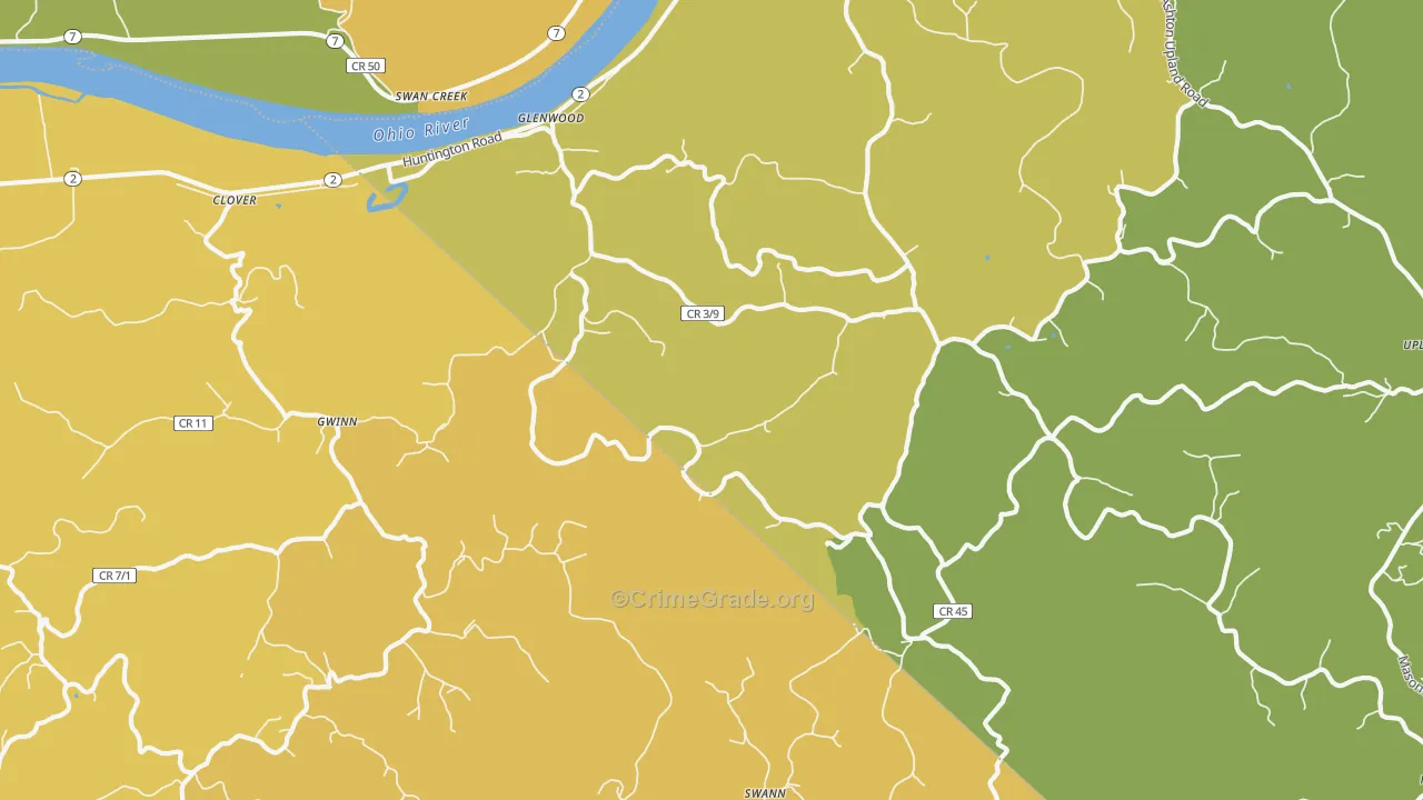 Glenwood, WV Map of Robbery Rates