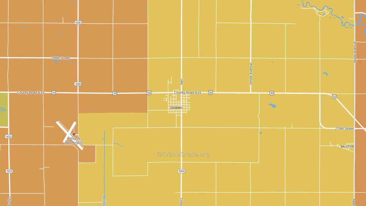 Glidden, IA Map of Robbery Rates