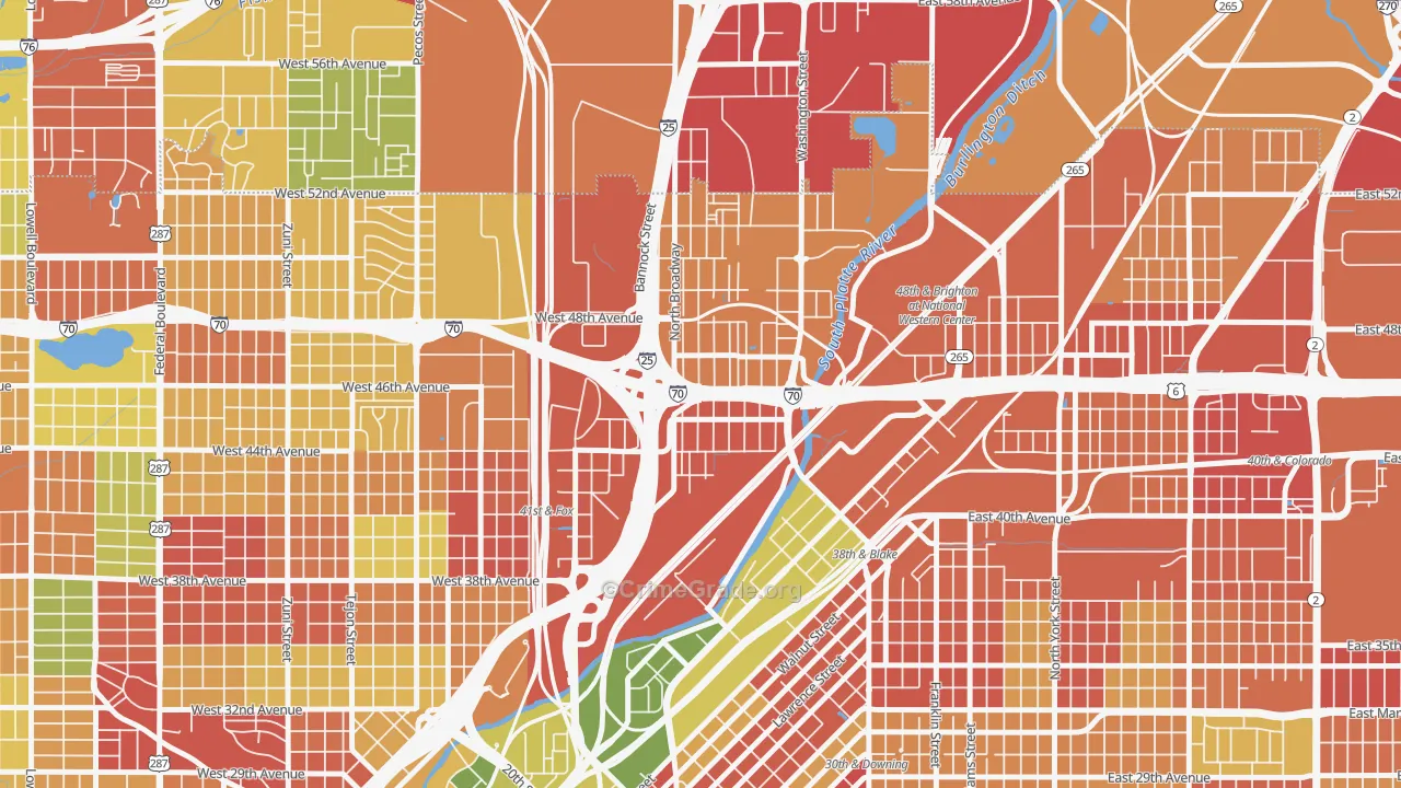 Globeville, Denver, CO Map of Robbery Rates