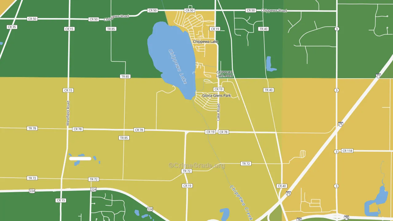 Gloria Glens Park, OH Map of Robbery Rates