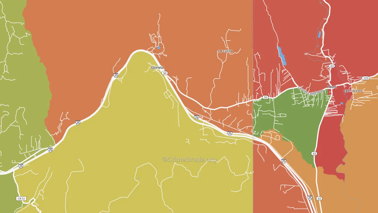 Glorieta, NM Map of Robbery Rates
