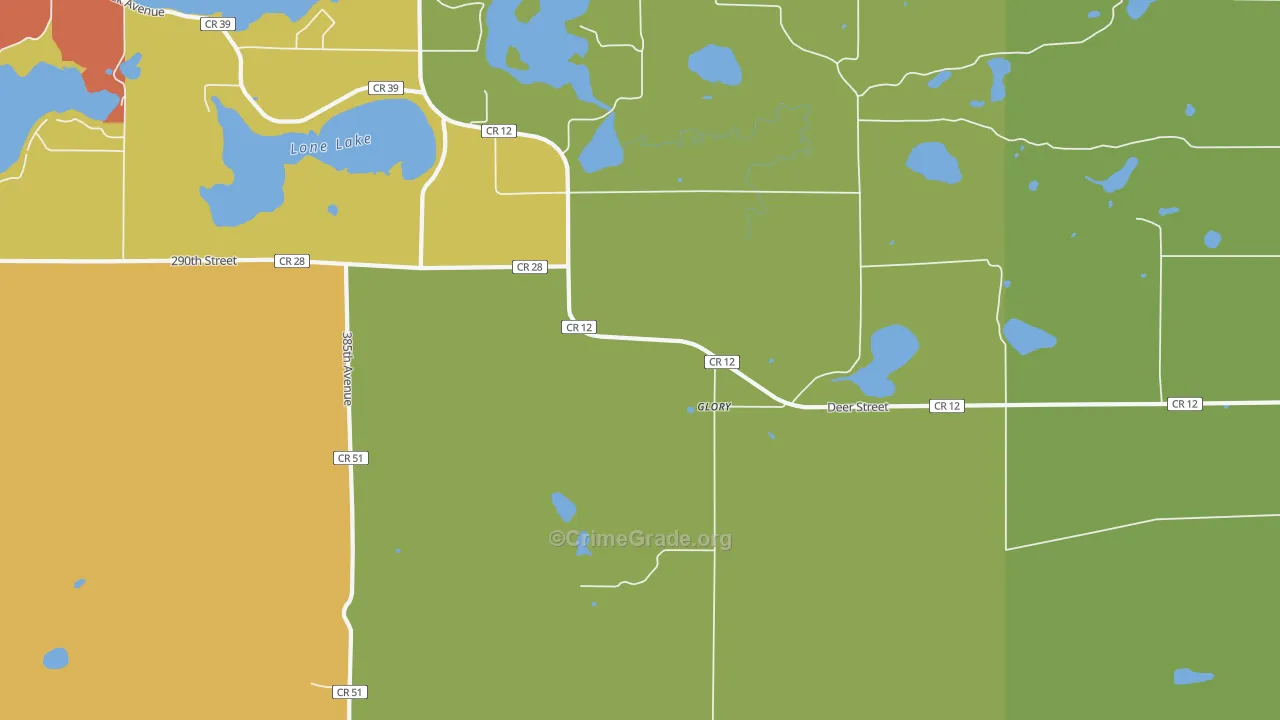 Glory, MN Map of Robbery Rates