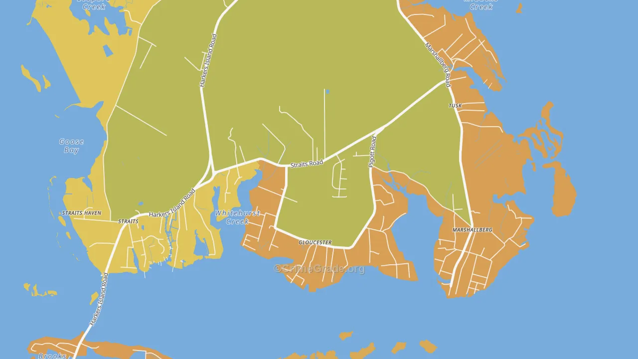 Gloucester, NC Map of Robbery Rates