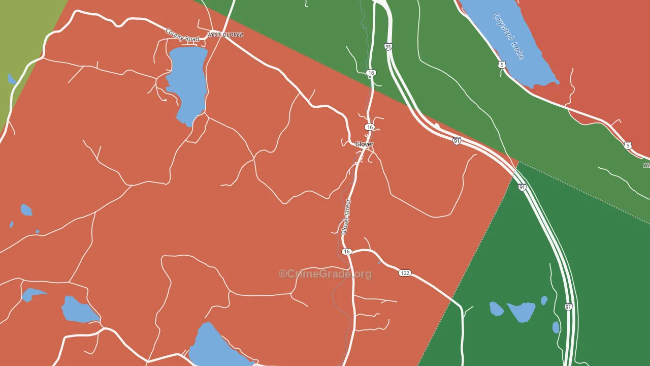 Glover, VT Map of Robbery Rates