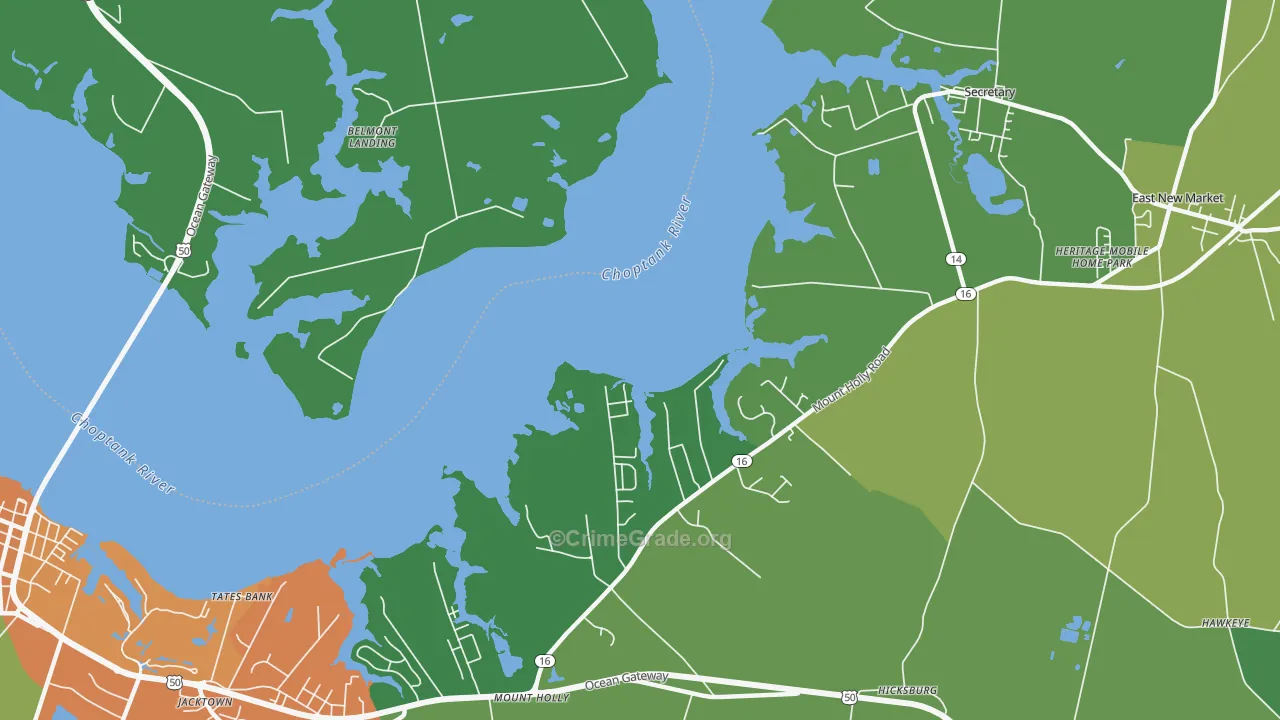 Gluckheim, MD Map of Robbery Rates
