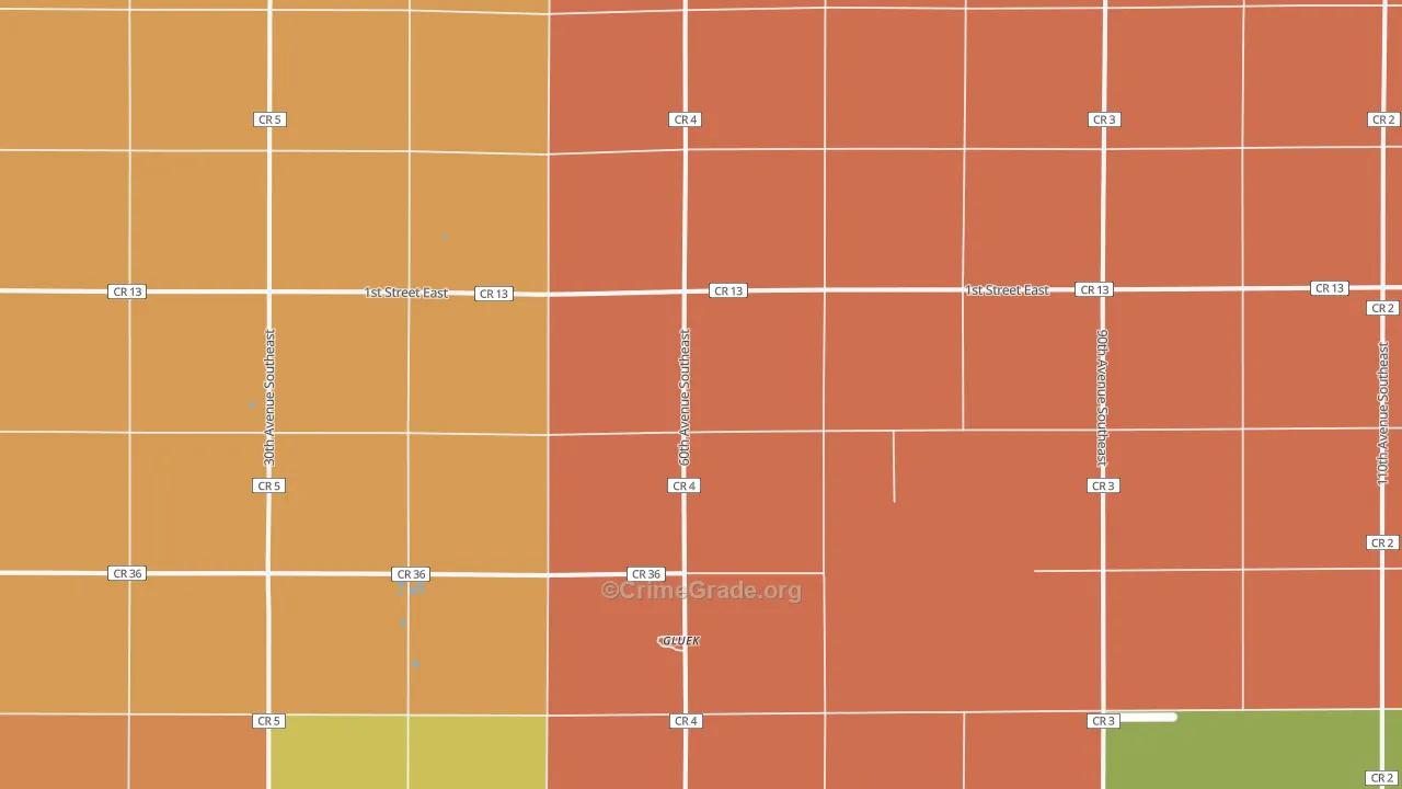 Gluek, MN Map of Robbery Rates