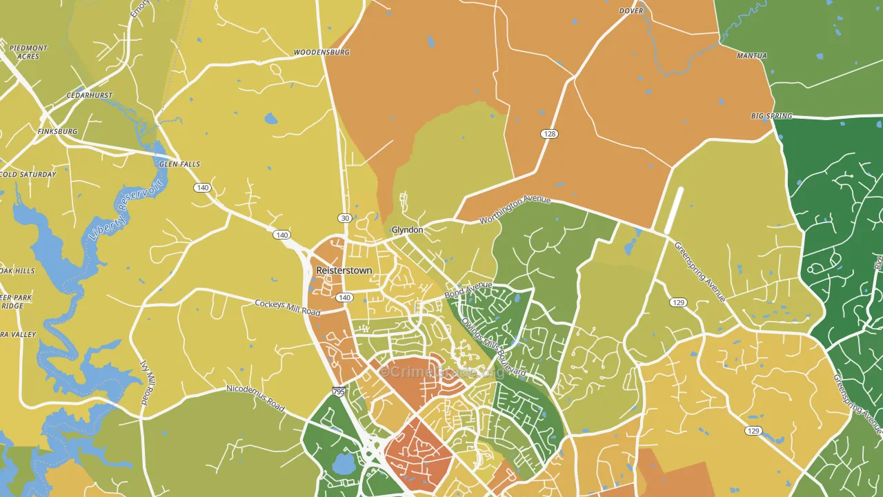 Glyndon, MD Map of Robbery Rates