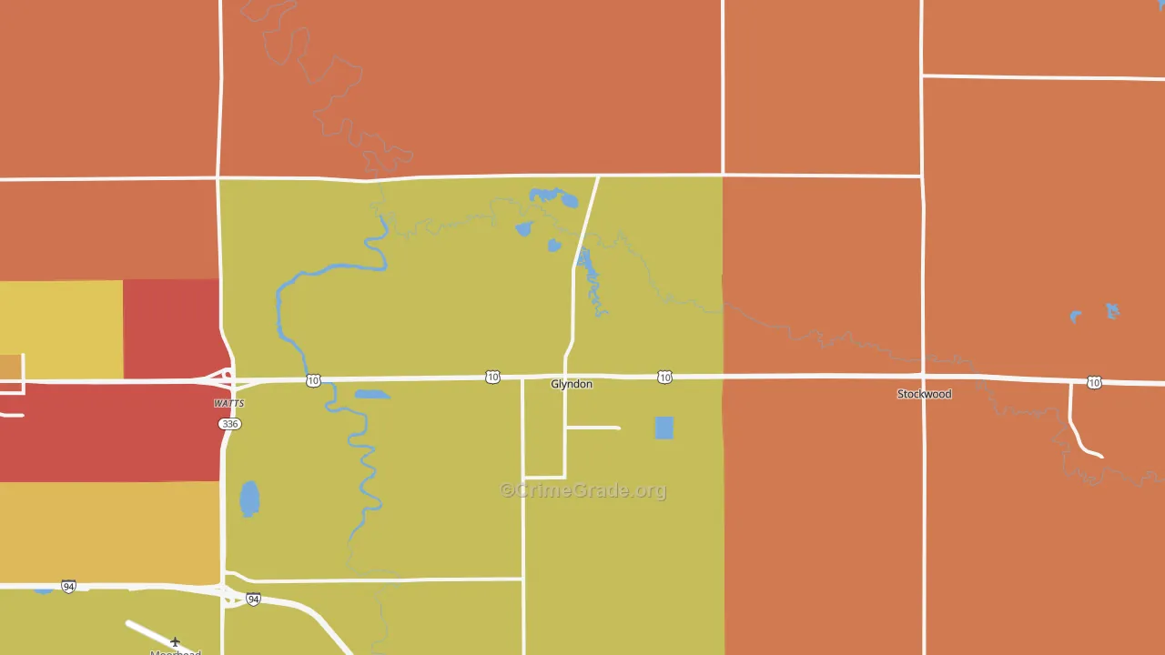 Glyndon, MN Map of Robbery Rates