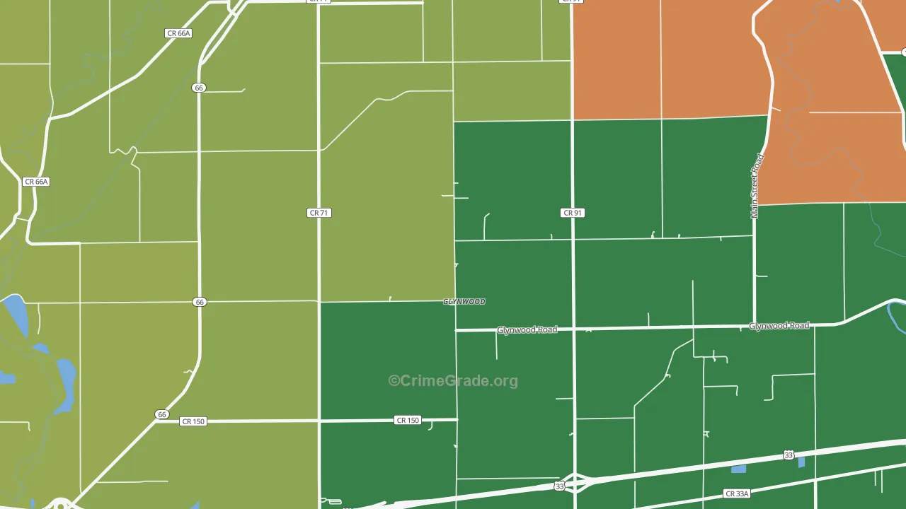 Glynwood, OH Map of Robbery Rates