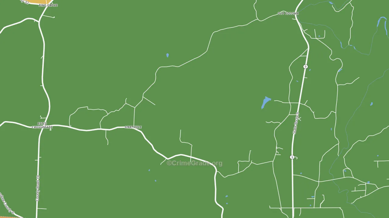 Gnatville, AL Map of Robbery Rates