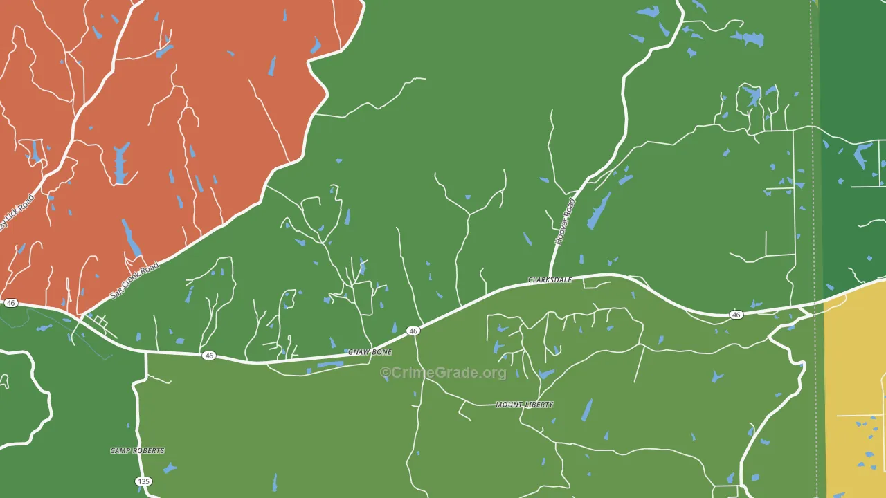Gnaw Bone, IN Map of Robbery Rates