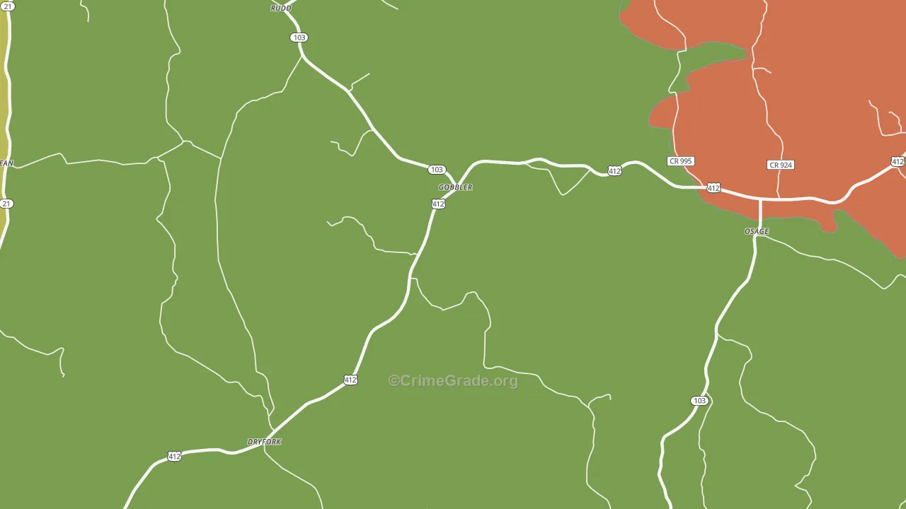 Gobbler, AR Map of Robbery Rates
