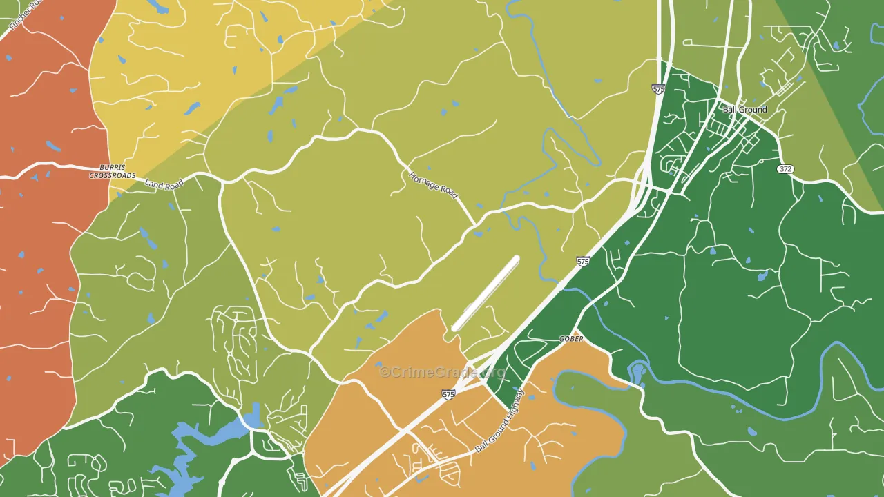 Gober, GA Map of Robbery Rates