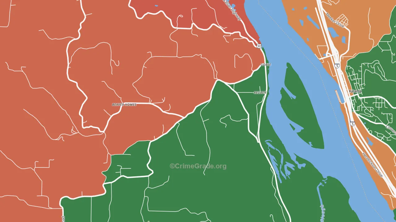 Goble, OR Map of Robbery Rates