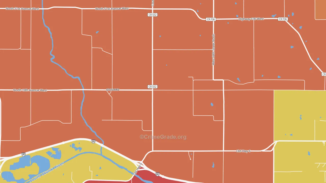 Goddard, IA Map of Robbery Rates