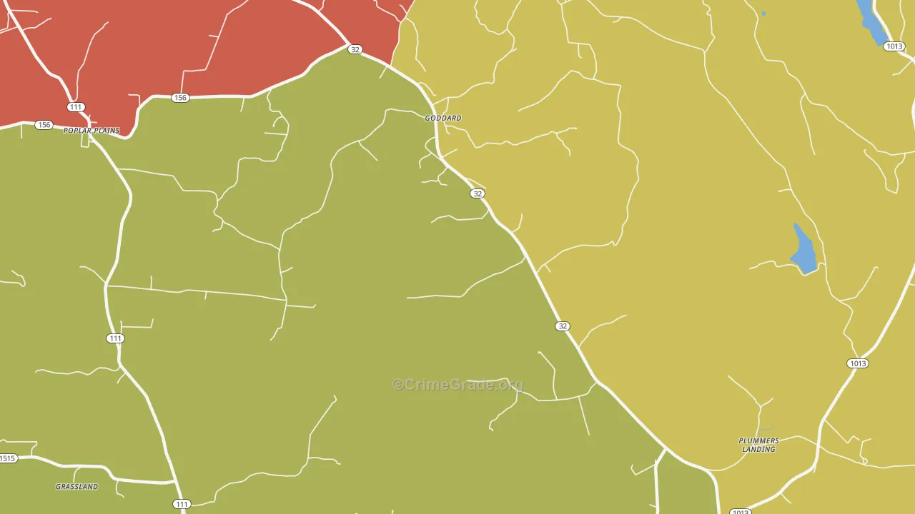 Goddard, KY Map of Robbery Rates