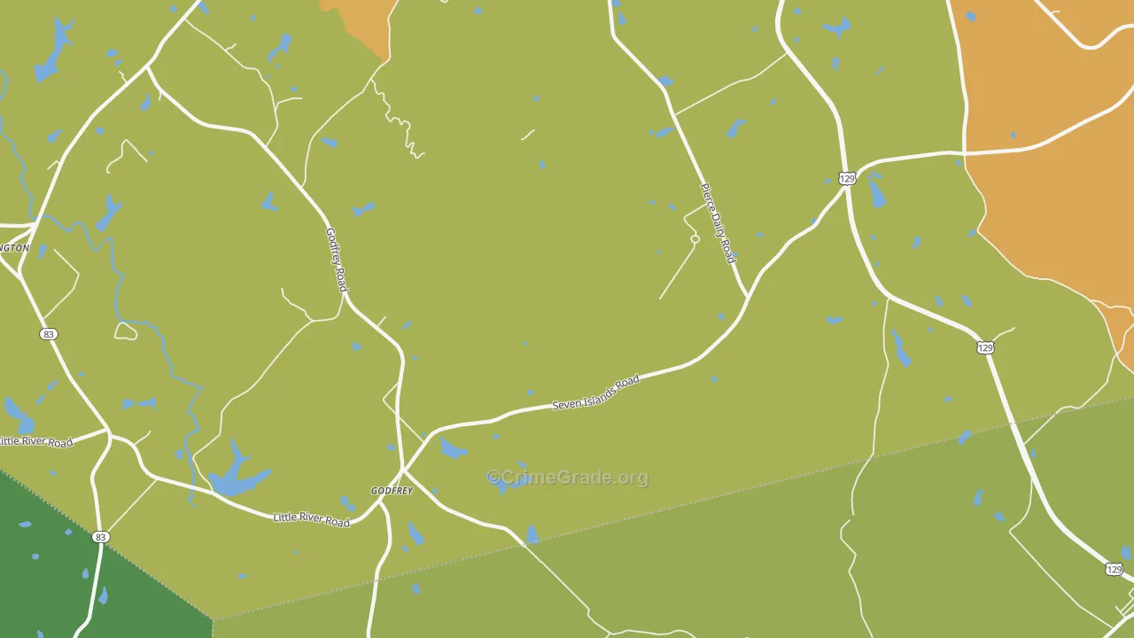 Godfrey, GA Map of Robbery Rates