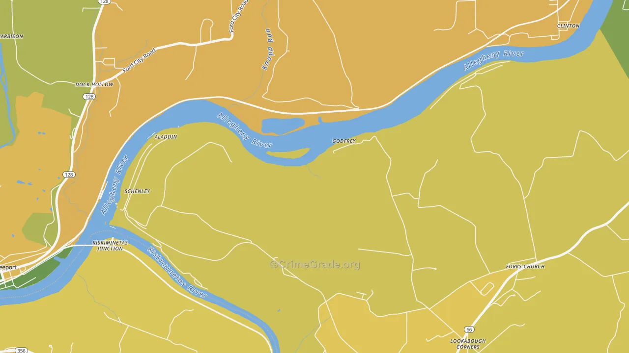 Godfrey, PA Map of Robbery Rates