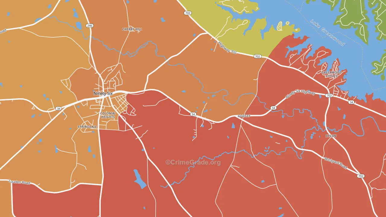 Godsey, SC Map of Robbery Rates
