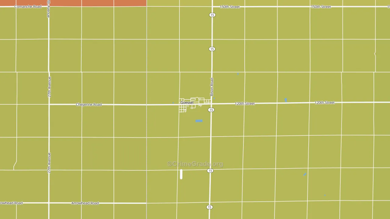 Goessel, KS Map of Robbery Rates