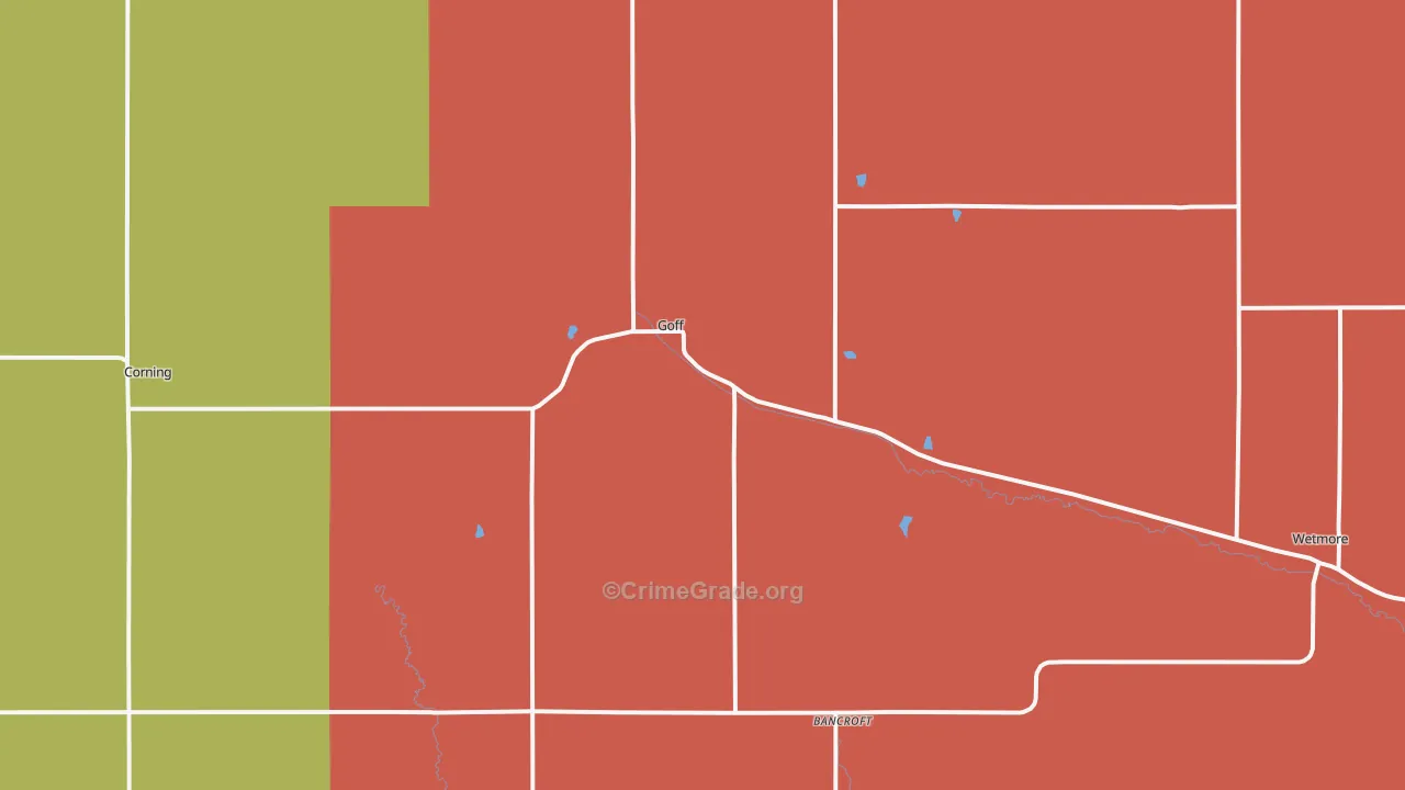 Goff, KS Map of Robbery Rates
