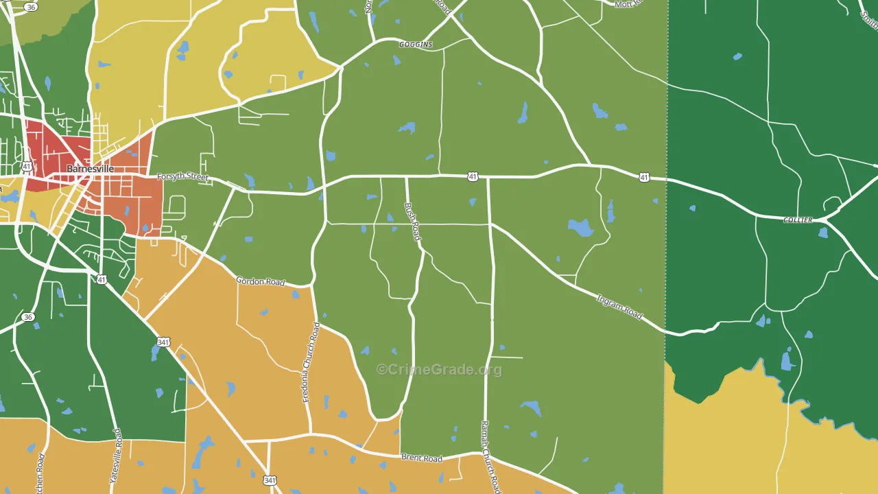 Goggins, GA Map of Robbery Rates