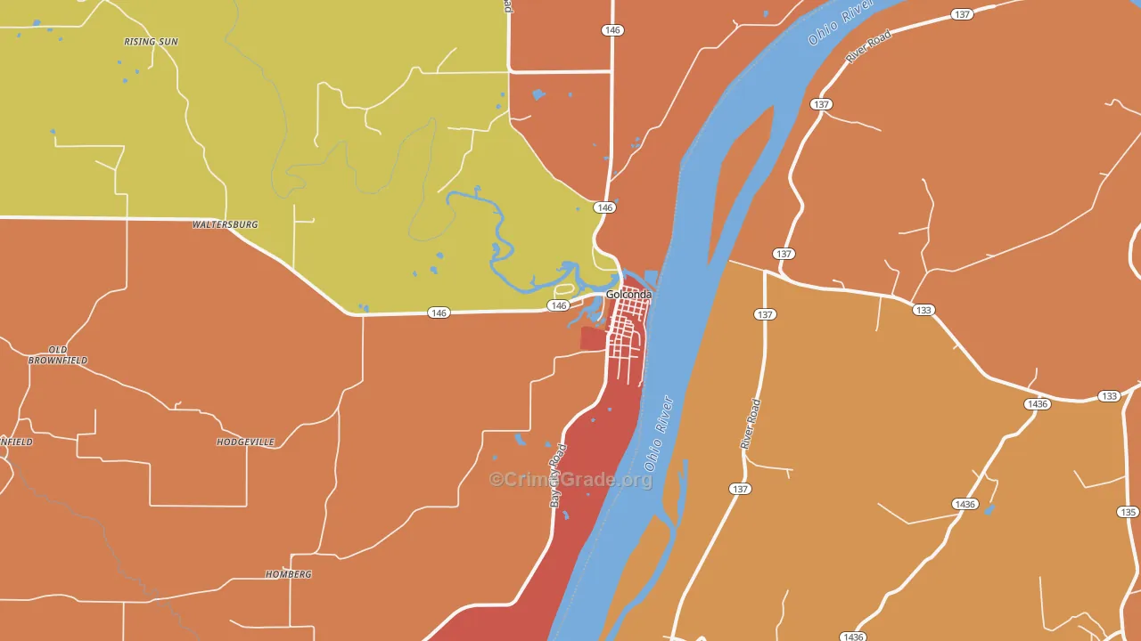 Golconda, IL Map of Robbery Rates