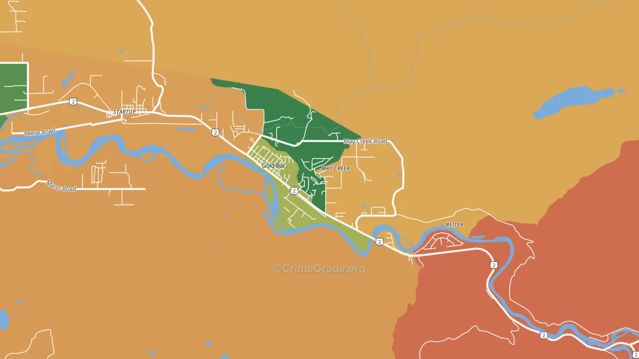 Gold Bar, WA Map of Robbery Rates