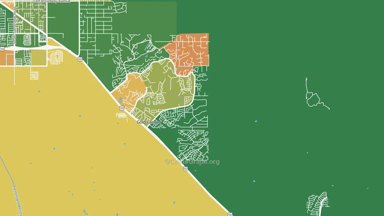 Gold Canyon, AZ Map of Robbery Rates