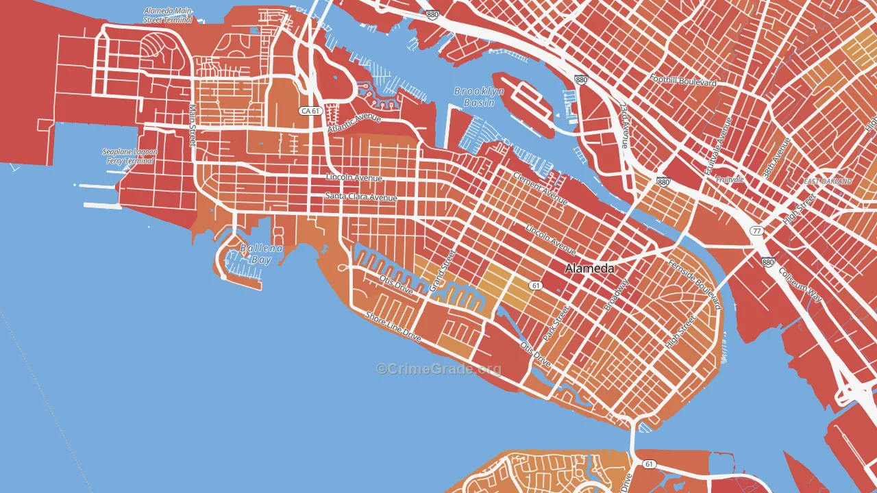 Gold Coast, Alameda, CA Map of Robbery Rates