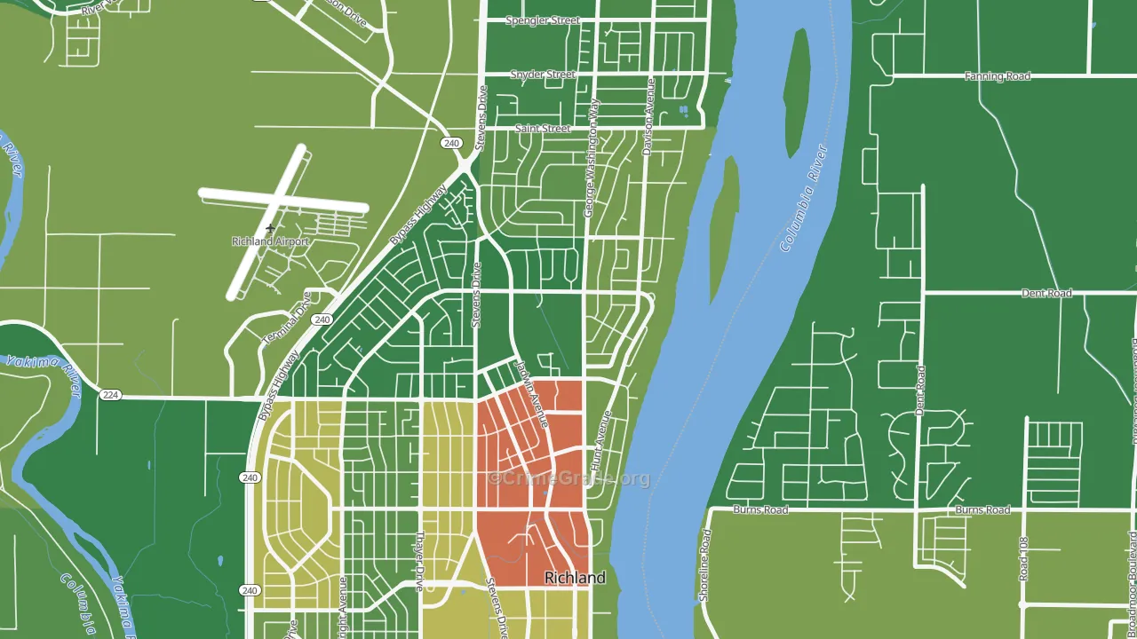 Gold Coast, Richland, WA Map of Robbery Rates
