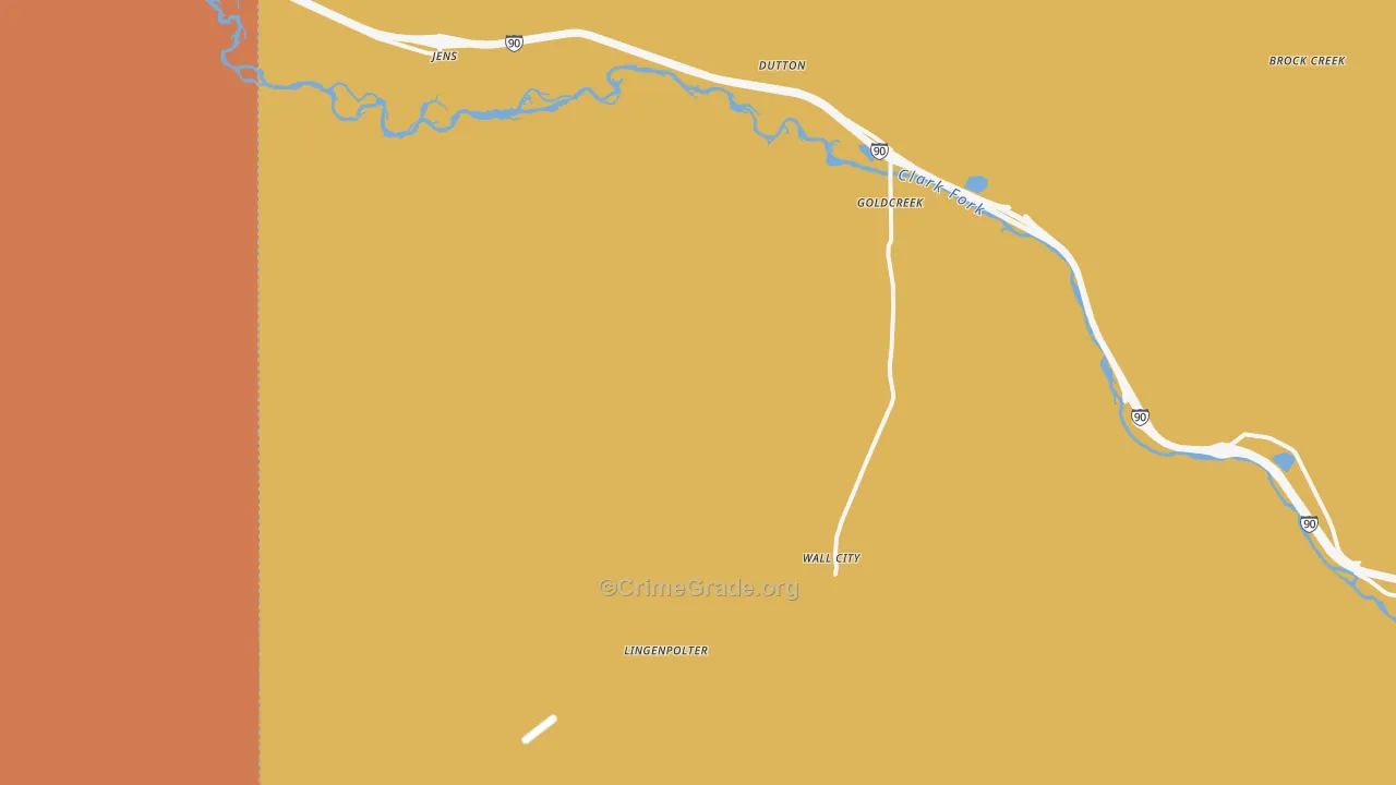 Gold Creek, MT Map of Robbery Rates