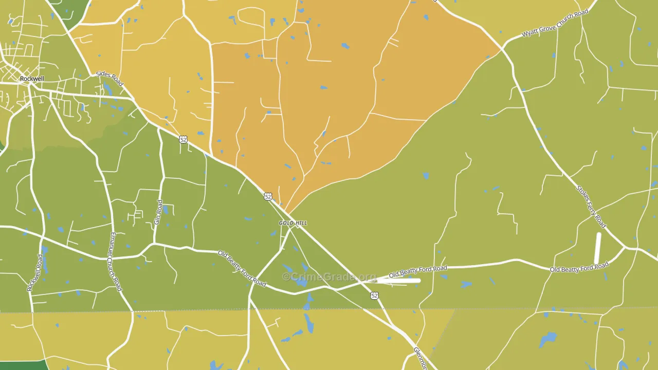 Gold Hill, NC Map of Robbery Rates