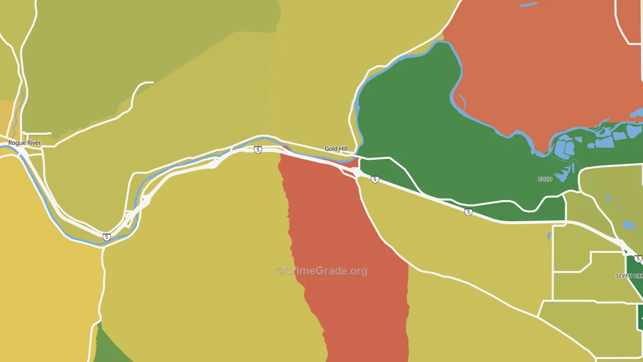 Gold Hill, OR Map of Robbery Rates