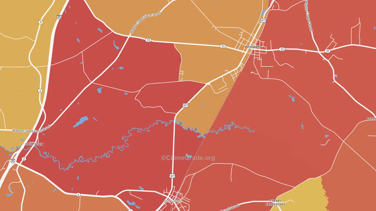 Gold Rock, NC Map of Robbery Rates