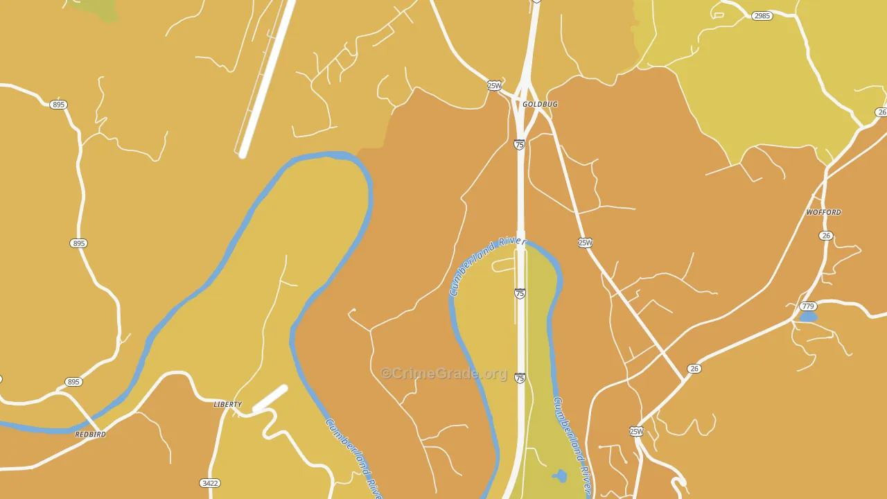 Goldbug, KY Map of Robbery Rates
