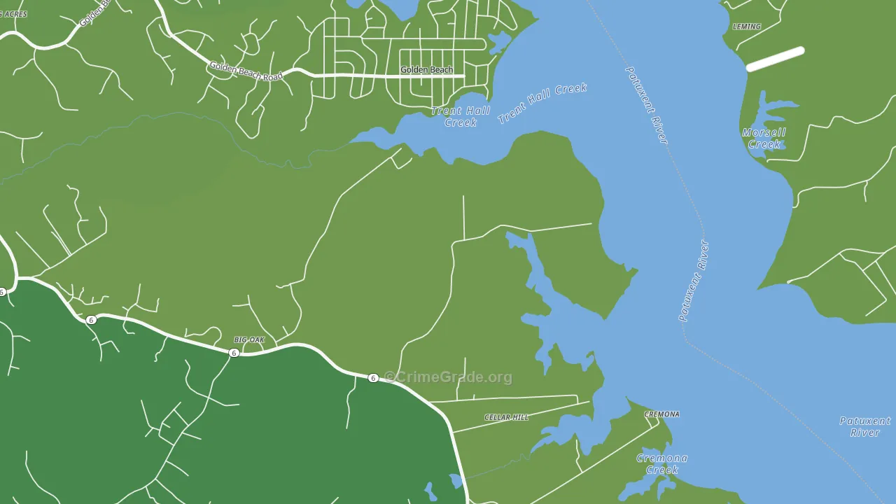 Golden Beach, MD Map of Robbery Rates