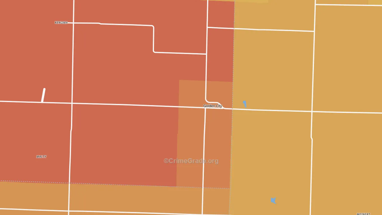 Golden City, MO Map of Robbery Rates