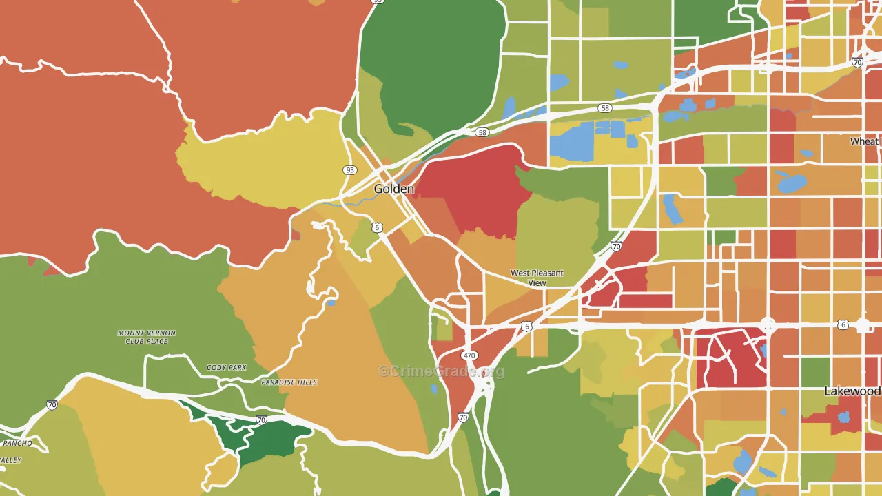 Golden, CO Map of Robbery Rates