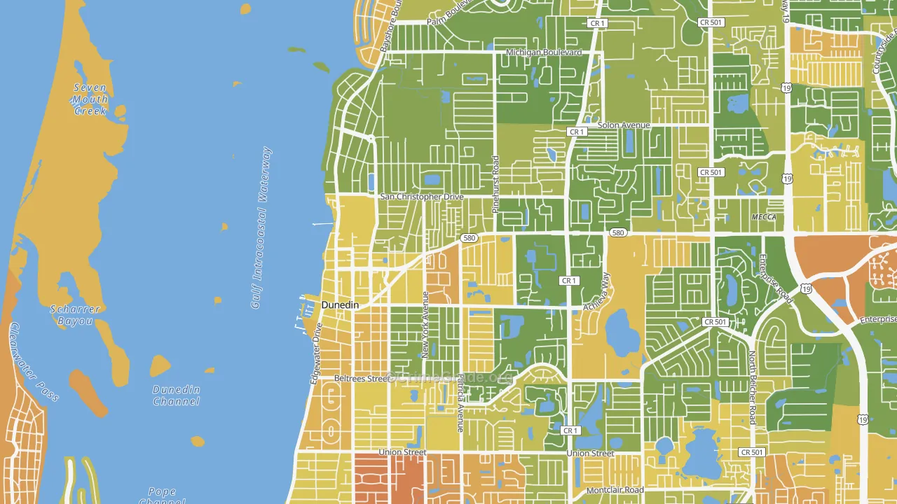 Golden Crest, Dunedin, FL Map of Robbery Rates