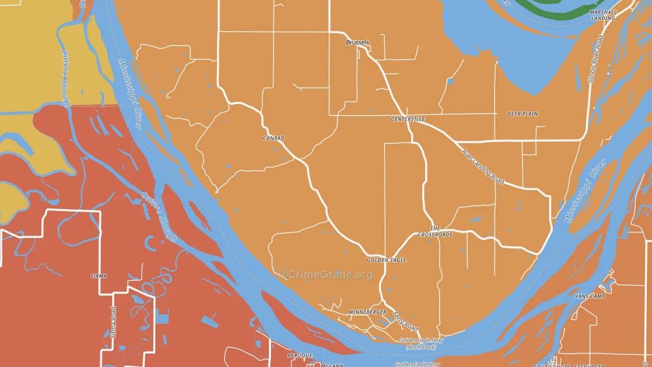 Golden Eagle, IL Map of Robbery Rates