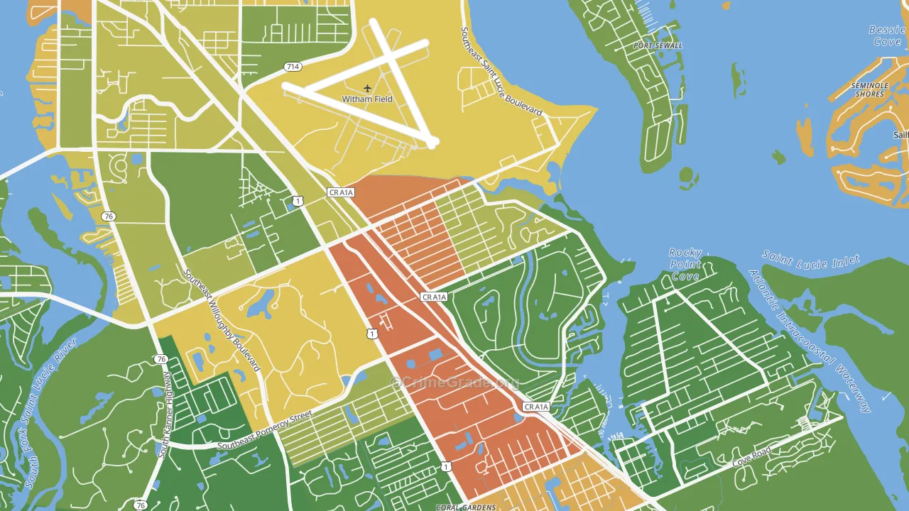 Golden Gate, Stuart, FL Map of Robbery Rates