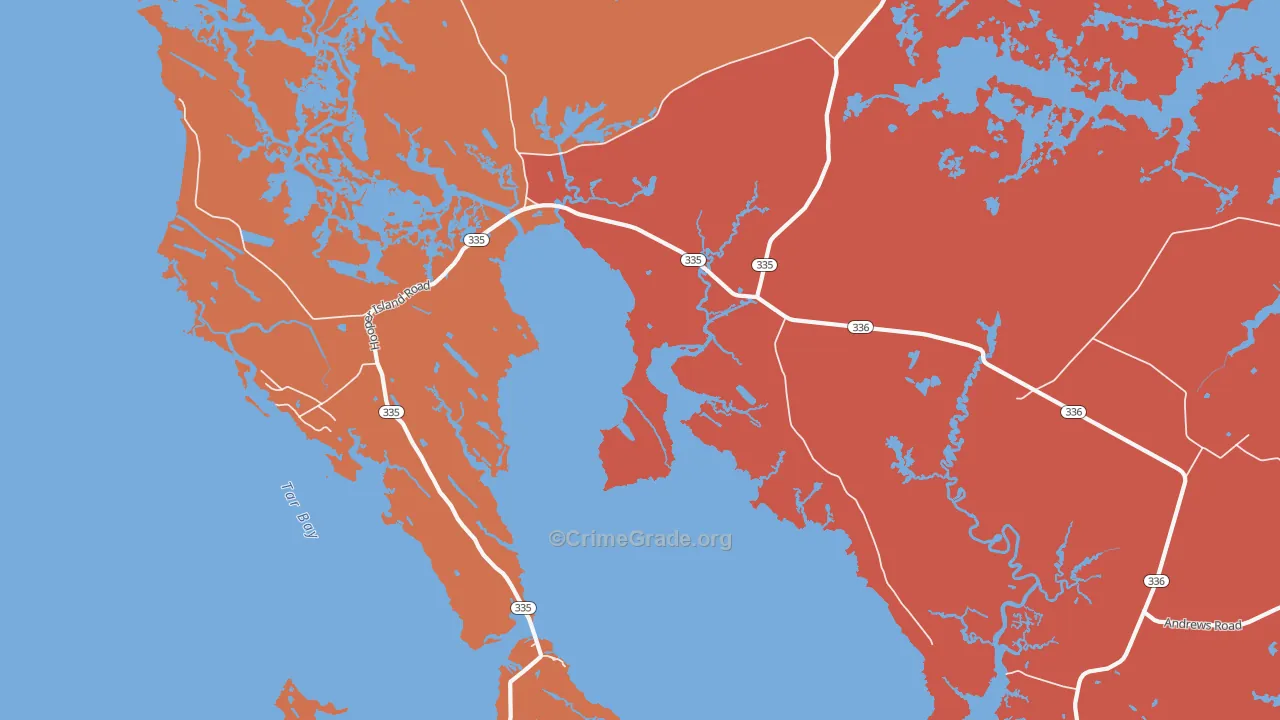Golden Hill, MD Map of Robbery Rates