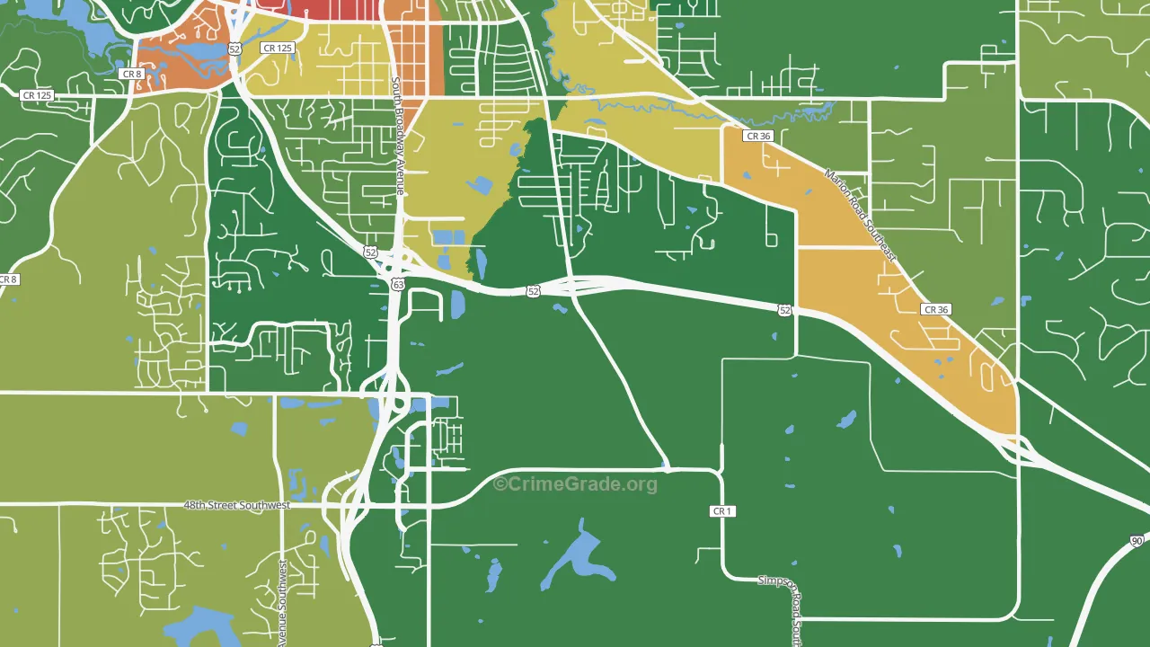 Golden Hill, MN Map of Robbery Rates