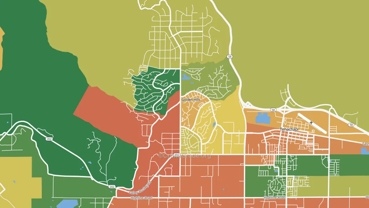Golden Hills, CA Map of Robbery Rates