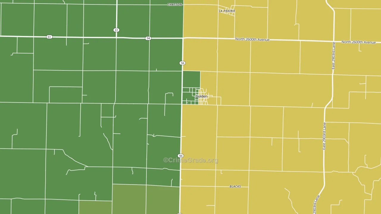 Golden, IL Map of Robbery Rates