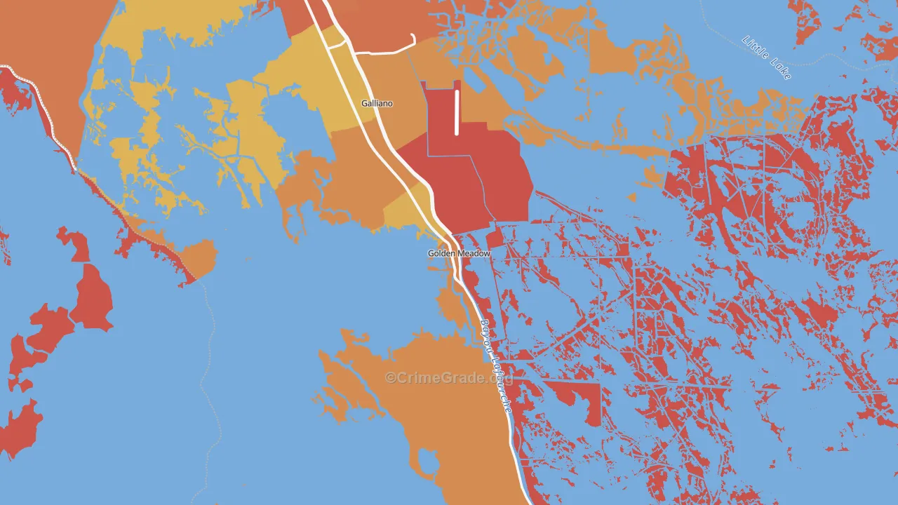 Golden Meadow, LA Map of Robbery Rates