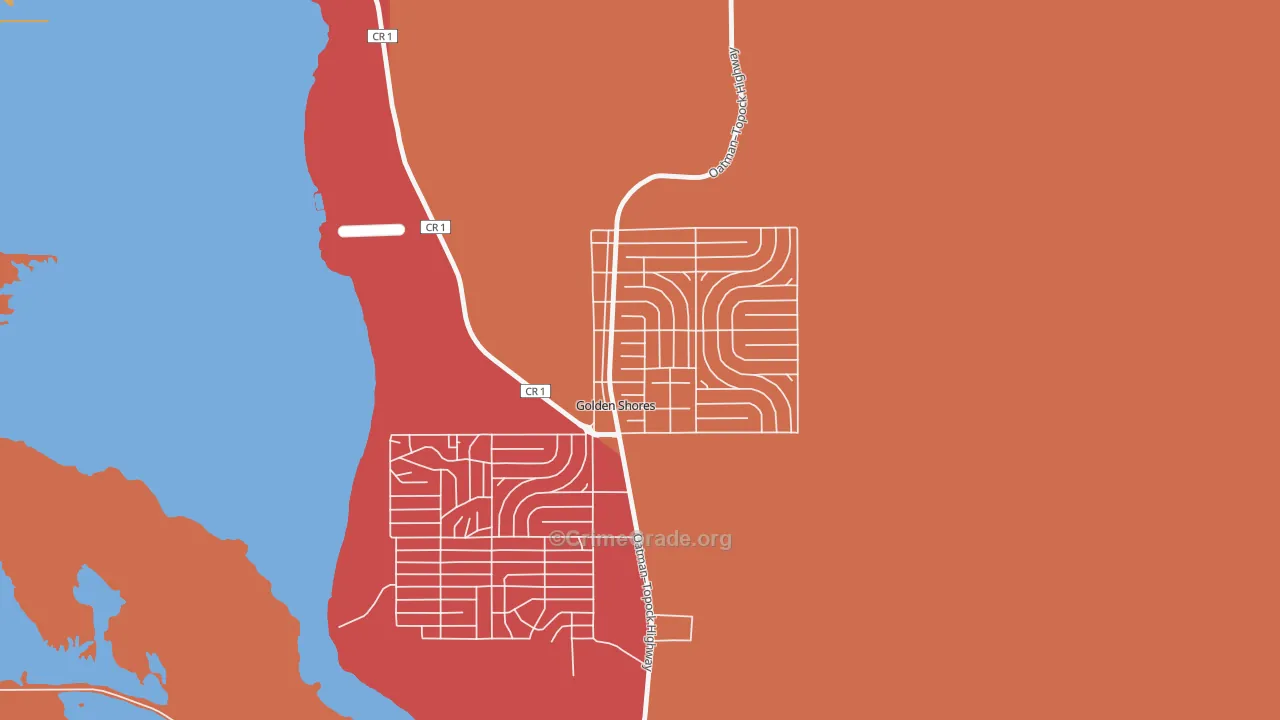 Golden Shores, AZ Map of Robbery Rates