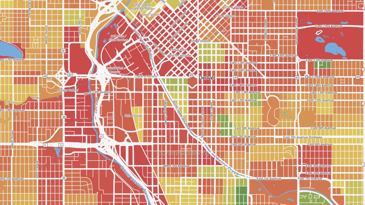 Golden Triangle, Denver, CO Map of Robbery Rates