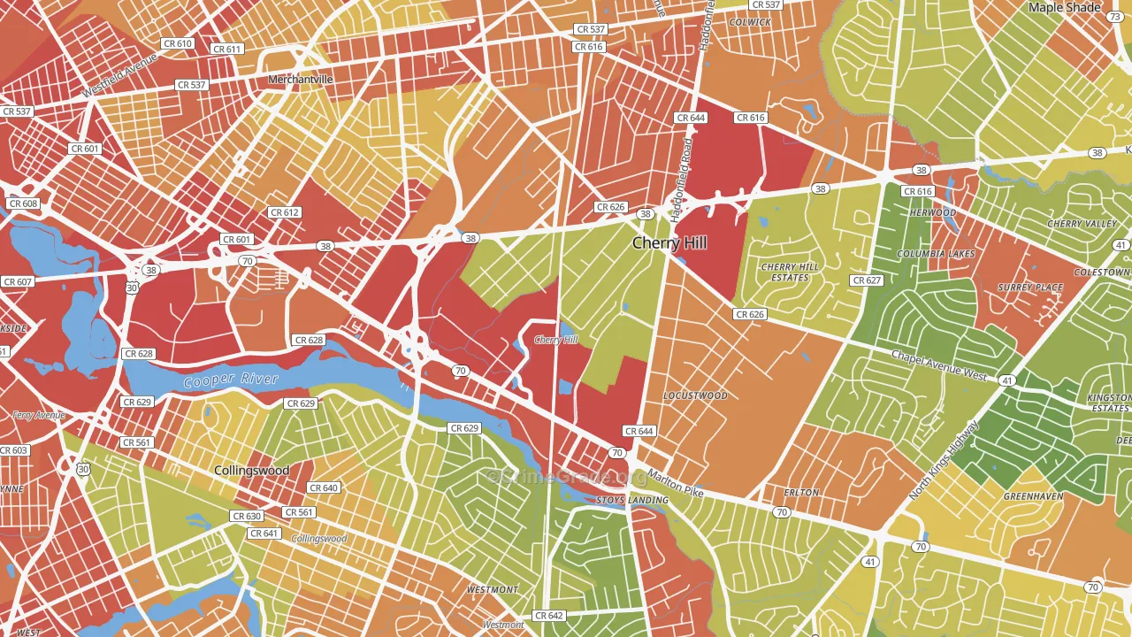 Golden Triangle, NJ Map of Robbery Rates